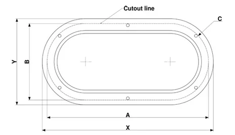 Skrogvinduer RUTGERSON Portlight Oval 403x204 mm RF innv ramme Kan ikke åpnes A1155200RF