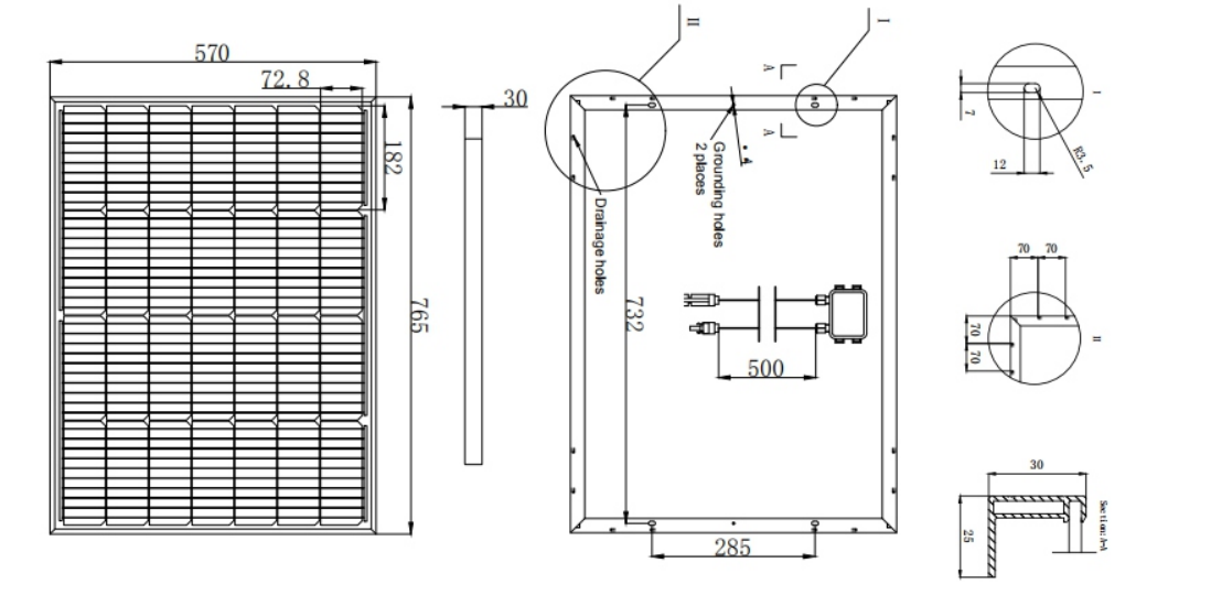 Solcelle panel SKANBATT Solcellepanel Mono 80W Sort 570x765x30mm rammepanel BLSP80MB
