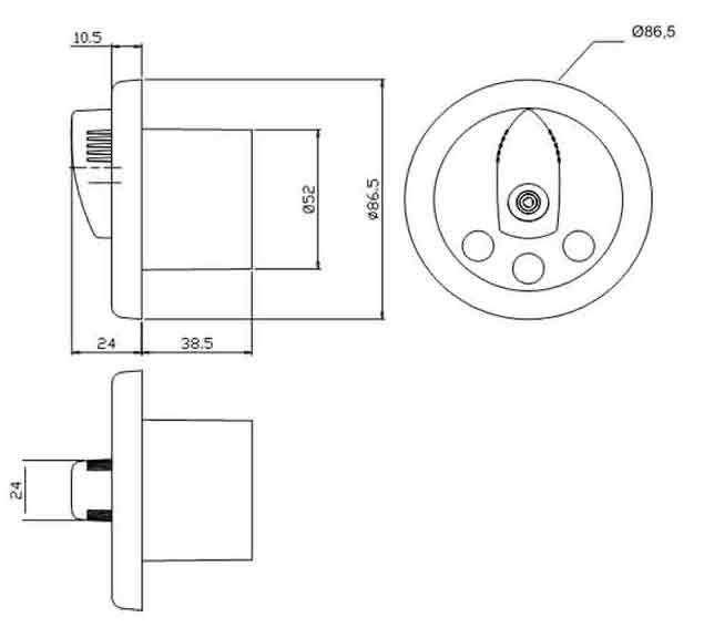 Kontrollpanel SLEIPNER Båt switch 1224V Rund Sprutsikker 8965