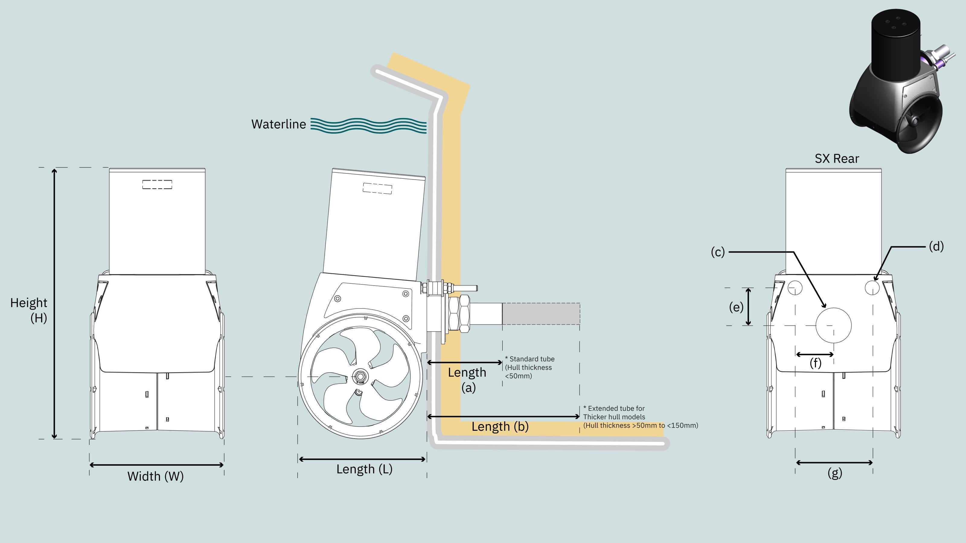 baugoghekkthruster SLEIPNER Sxp50 PRO External stern thruster 12V wcontroller unit 421