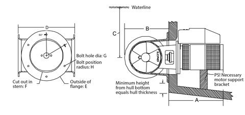 Tuneller SLEIPNER Hekkthrustersats SE60 185mm Tunnel Hekk for 90052I