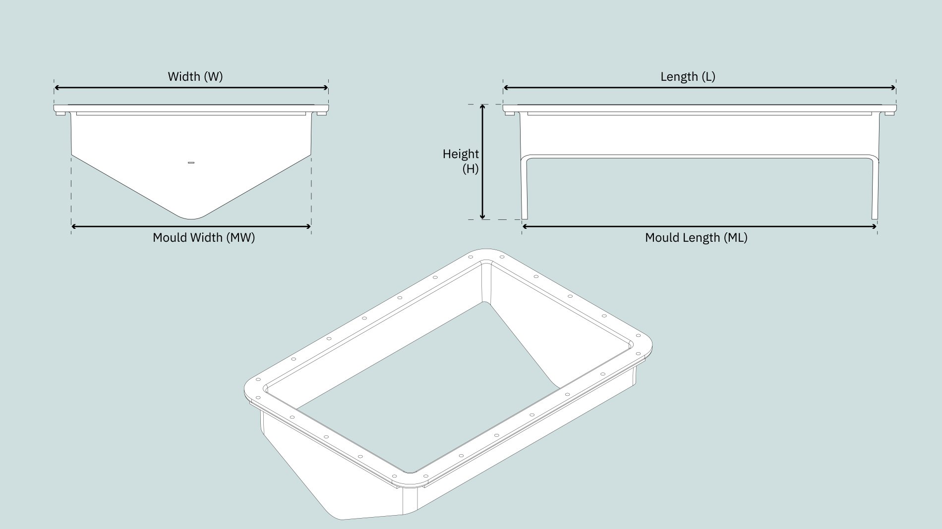 Baugpropell Nedsenkbar SLEIPNER Innbyggningskasse Ø185mm ISO Polyester SRF185GRP