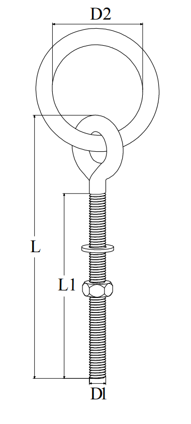Bolter ringer Ringbolt Syrefast 316 maskingjenger 90mm M6 55mm gjengeparti S0813A0609062
