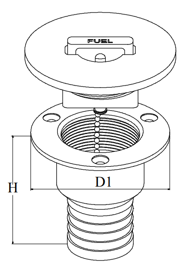 Påfylling Dekksforskruvning rett syrefast stål 1 12 38mm Bensin Nøkkel fri S1077A380360
