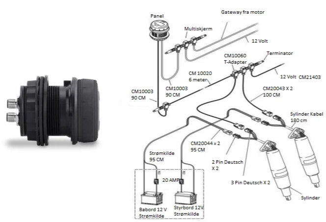 Elektriske Trimplan DOMETIC SeaStar komplett 12 x standard sylinder NMEA2000 ATT4105