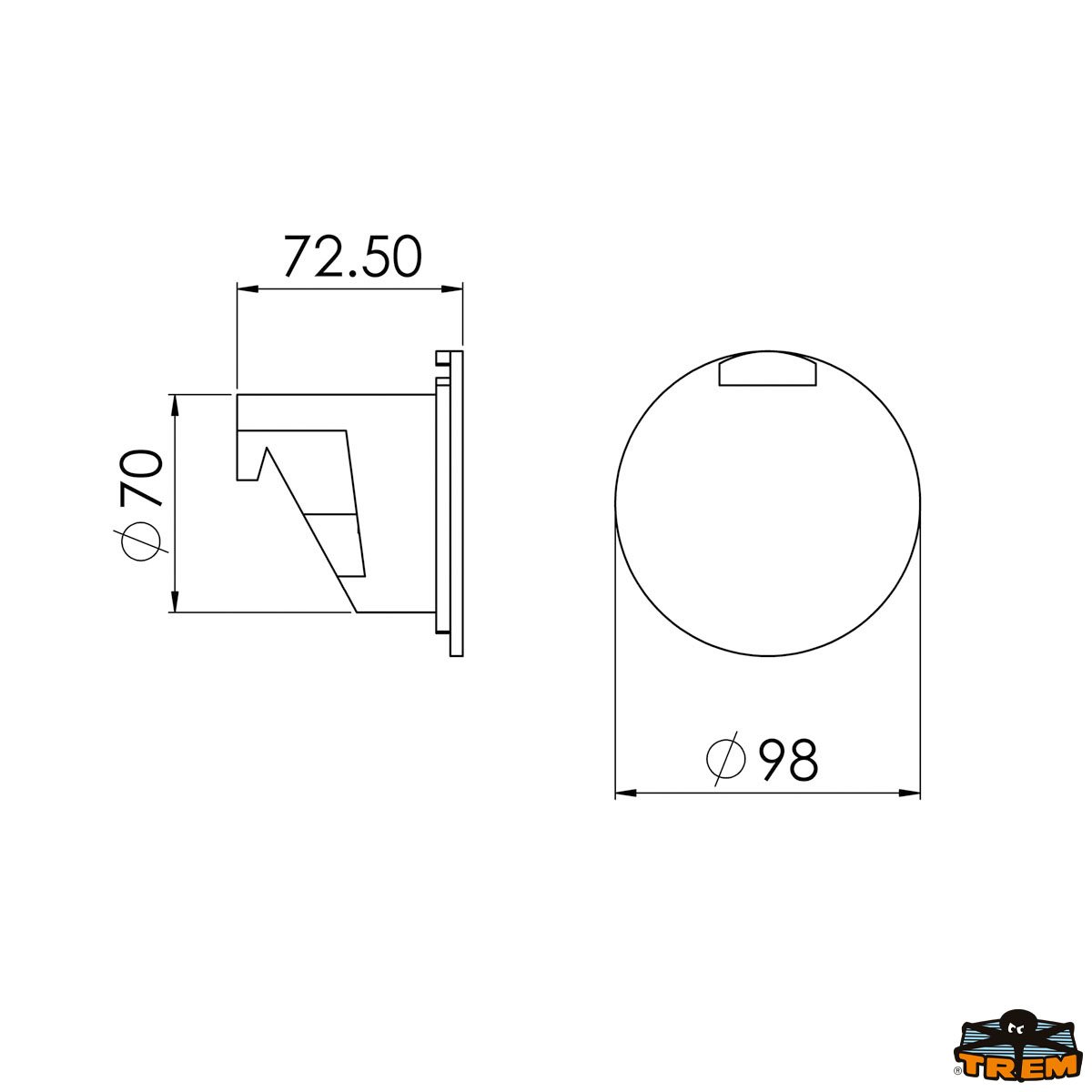 Dusjtilbehør TREM Dusjboks Ø 98mm Hvit Ral 9003 N0100073