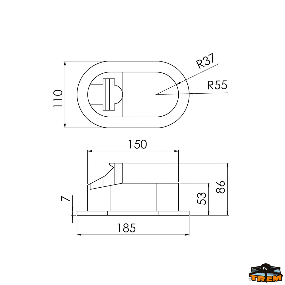 UkjentNivå3 TREM Dusjboks oval 150 x 75 mm 1853